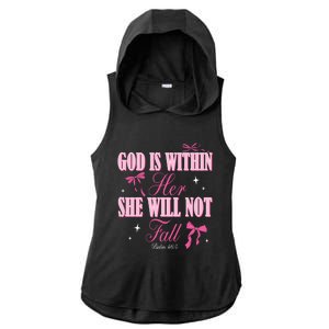 God Is Within Her She Will Not Fall Bible Verse Coquette Bow Great Gift Ladies PosiCharge Tri-Blend Wicking Draft Hoodie Tank