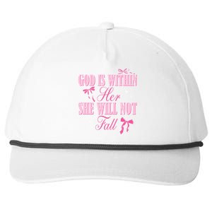 God Is Within Her She Will Not Fall Bible Verse Coquette Bow Great Gift Snapback Five-Panel Rope Hat