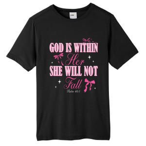 God Is Within Her She Will Not Fall Bible Verse Coquette Bow Great Gift Tall Fusion ChromaSoft Performance T-Shirt