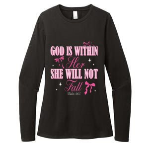 God Is Within Her She Will Not Fall Bible Verse Coquette Bow Great Gift Womens CVC Long Sleeve Shirt