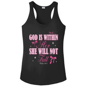 God Is Within Her She Will Not Fall Bible Verse Coquette Bow Great Gift Ladies PosiCharge Competitor Racerback Tank