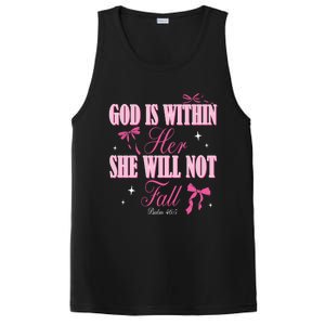 God Is Within Her She Will Not Fall Bible Verse Coquette Bow Great Gift PosiCharge Competitor Tank