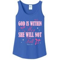 God Is Within Her She Will Not Fall Bible Verse Coquette Bow Great Gift Ladies Essential Tank