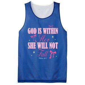 God Is Within Her She Will Not Fall Bible Verse Coquette Bow Great Gift Mesh Reversible Basketball Jersey Tank