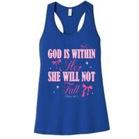 God Is Within Her She Will Not Fall Bible Verse Coquette Bow Great Gift Women's Racerback Tank