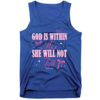 God Is Within Her She Will Not Fall Bible Verse Coquette Bow Great Gift Tank Top