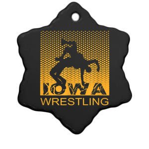 Graphic Iowa Wrestling Freestyle Wrestler The Hawkeye State Ceramic Star Ornament