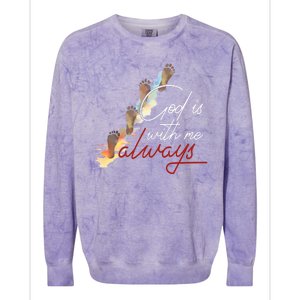 God Is With Me Always Footsteps Colorblast Crewneck Sweatshirt