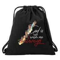 God Is With Me Always Footsteps Drawstring Bag