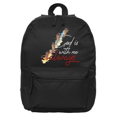 God Is With Me Always Footsteps 16 in Basic Backpack