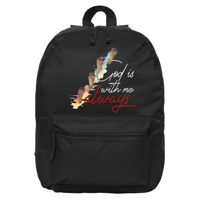 God Is With Me Always Footsteps 16 in Basic Backpack