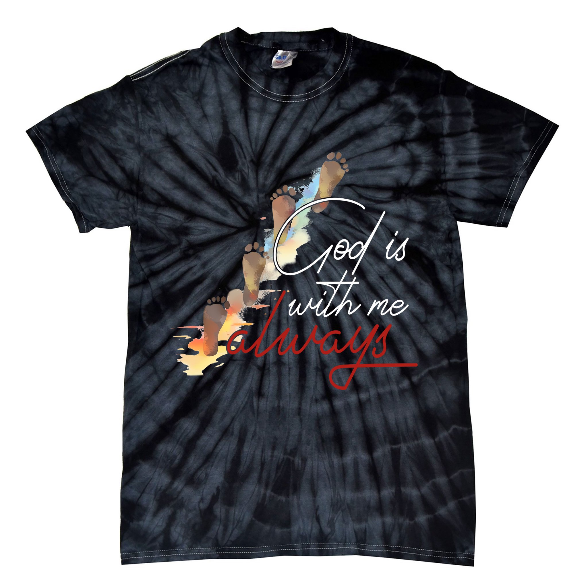 God Is With Me Always Footsteps Tie-Dye T-Shirt