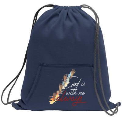 God Is With Me Always Footsteps Sweatshirt Cinch Pack Bag