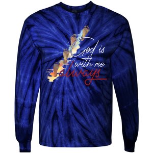 God Is With Me Always Footsteps Tie-Dye Long Sleeve Shirt