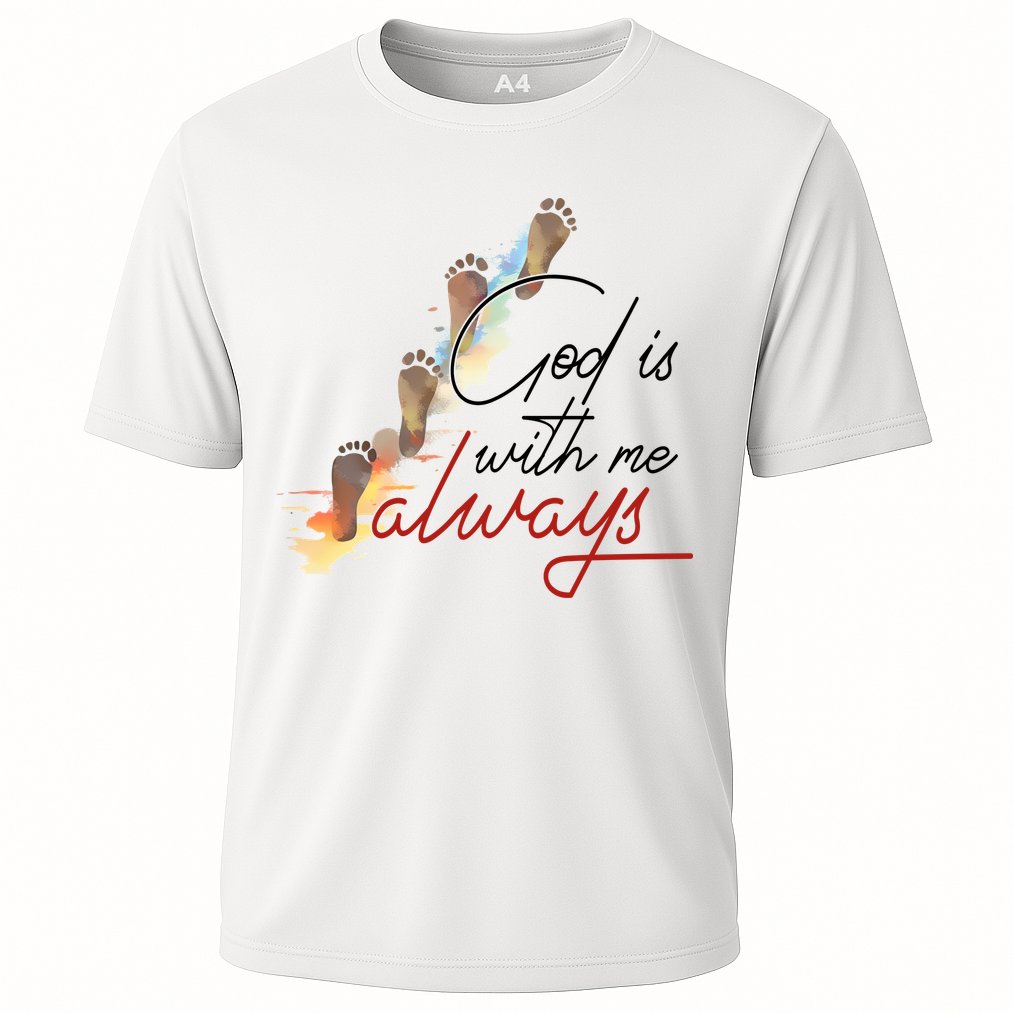 God Is With Me Always Footsteps Performance Shirt