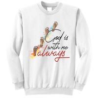God Is With Me Always Footsteps Sweatshirt
