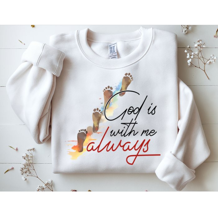 God Is With Me Always Footsteps Sweatshirt
