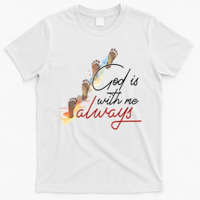 God Is With Me Always Footsteps T-Shirt