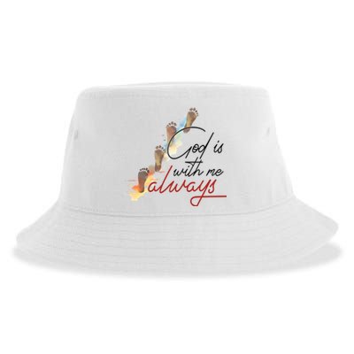 God Is With Me Always Footsteps Sustainable Bucket Hat