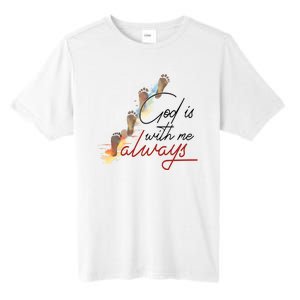 God Is With Me Always Footsteps Tall Fusion ChromaSoft Performance T-Shirt