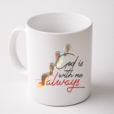 God Is With Me Always Footsteps Mug