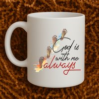 God Is With Me Always Footsteps Mug