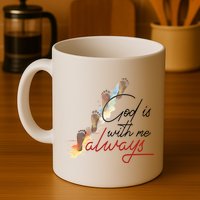 God Is With Me Always Footsteps Mug