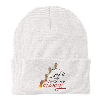God Is With Me Always Footsteps Beanie