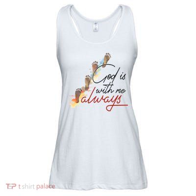 God Is With Me Always Footsteps Ladies Essential Flowy Tank