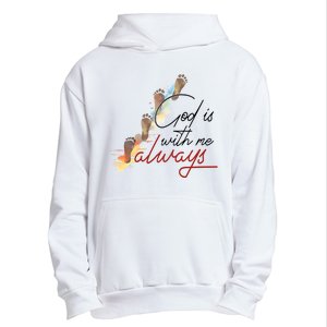 God Is With Me Always Footsteps Urban Pullover Hoodie