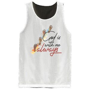 God Is With Me Always Footsteps Mesh Reversible Basketball Jersey Tank