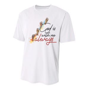 God Is With Me Always Footsteps Performance Sprint T-Shirt