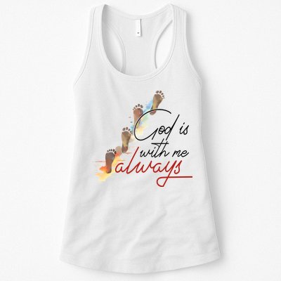 God Is With Me Always Footsteps Womens Tank Top