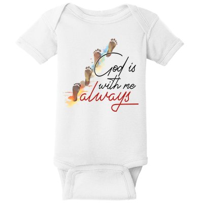 God Is With Me Always Footsteps Baby Bodysuit