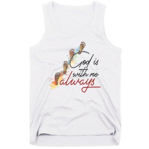 God Is With Me Always Footsteps Tank Top