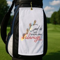 God Is With Me Always Footsteps Golf Towel