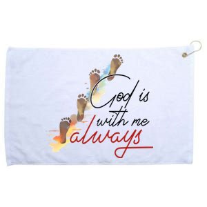 God Is With Me Always Footsteps Grommeted Golf Towel