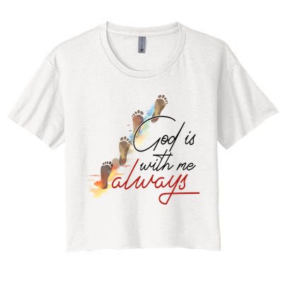 God Is With Me Always Footsteps Crop Top