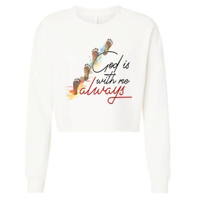 God Is With Me Always Footsteps Cropped Pullover Crew