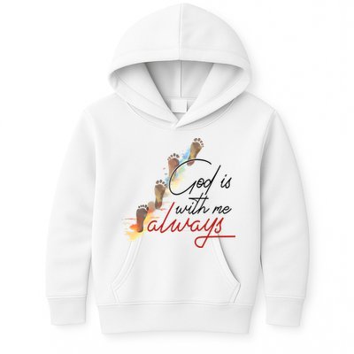 God Is With Me Always Footsteps Kids Hoodie