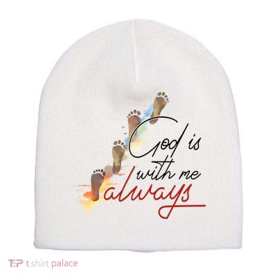 God Is With Me Always Footsteps Short Acrylic Beanie