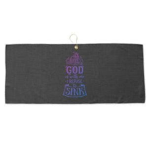 God Is With Me I Refuse To Sink Gift Large Microfiber Waffle Golf Towel