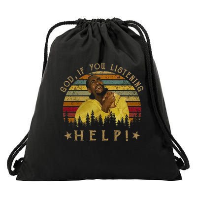 God If You Listening Help Vintage Sir Smoke Alot Drawstring Bag