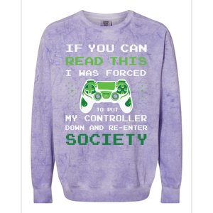 Gamer If You Can Read This I Was Forced To Put Controller Gift Colorblast Crewneck Sweatshirt