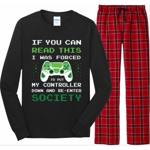 Gamer If You Can Read This I Was Forced To Put Controller Gift Long Sleeve Pajama Set