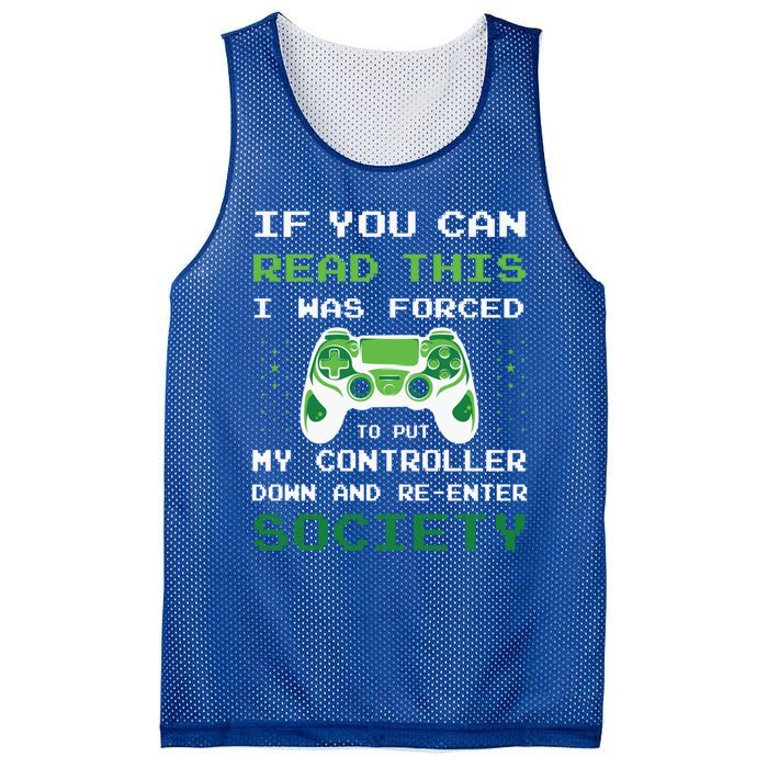 Gamer If You Can Read This I Was Forced To Put Controller Gift Mesh Reversible Basketball Jersey Tank