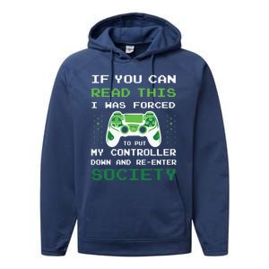 Gamer If You Can Read This I Was Forced To Put Controller Gift Performance Fleece Hoodie