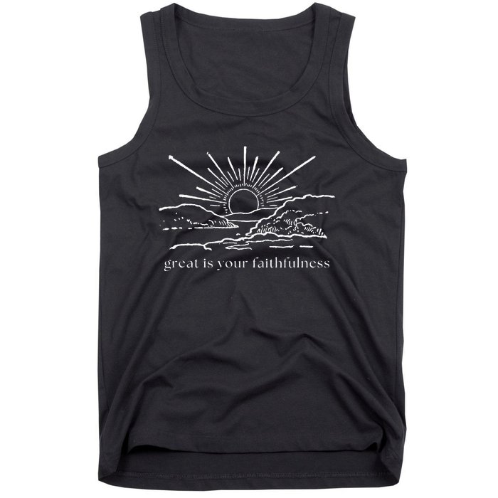 Great Is Your Faithfulness Christian Bible Verse Sun Jesus Tank Top