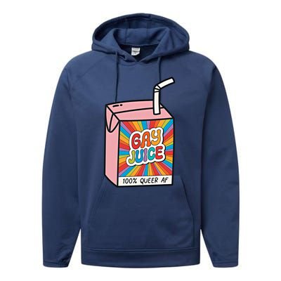 Gay Juice 100% Queer AF Queer Pride Awareness Queer Future Pride Month Performance Fleece Hoodie