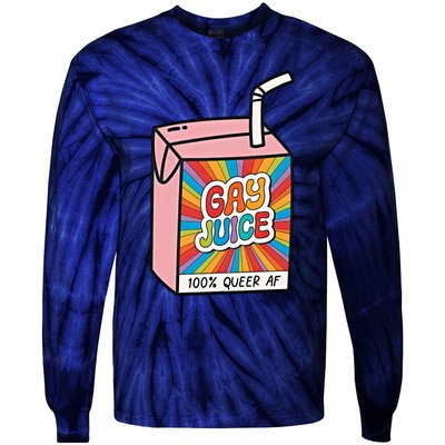 Gay Juice 100% Queer AF Queer Pride Awareness Queer Future Pride Month Tie-Dye Long Sleeve Shirt